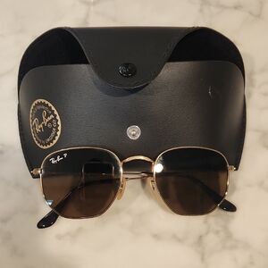 Ray-Ban Gold Frame Sunglasses with Black Lenses